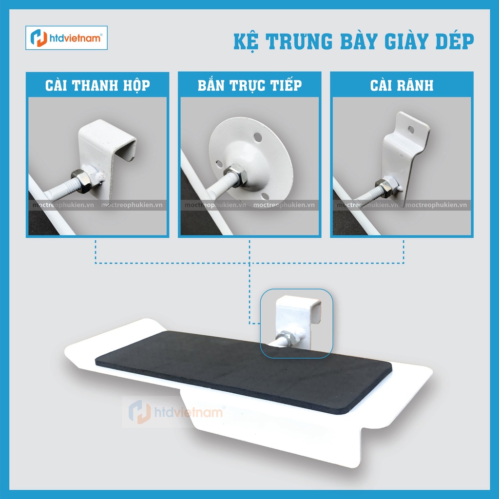 Kệ trưng bày giày dép shop thời trang ( Có nhiều kiểu chân cài )