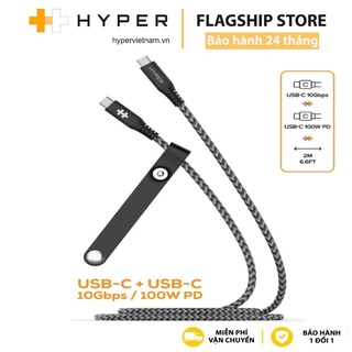 Cáp USB-C to USB-C 2m HyperDrive Deta & charging 10Gbps + 100W (HD-CBG601) - Phân Phối Chính Hãng