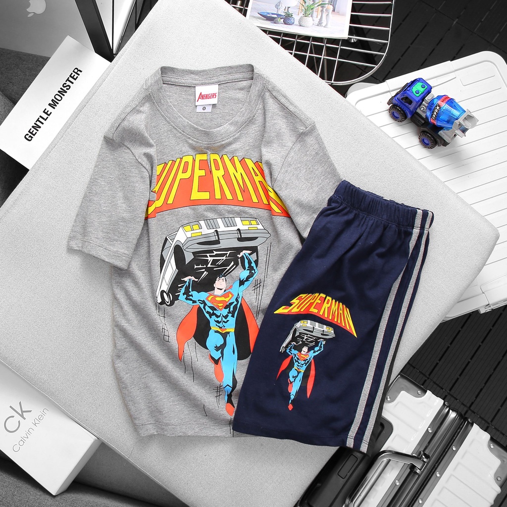 Bộ quần áo bé trai siêu anh hùng MARVEL, set bộ thun cotton người nhện siêu nhân size đại