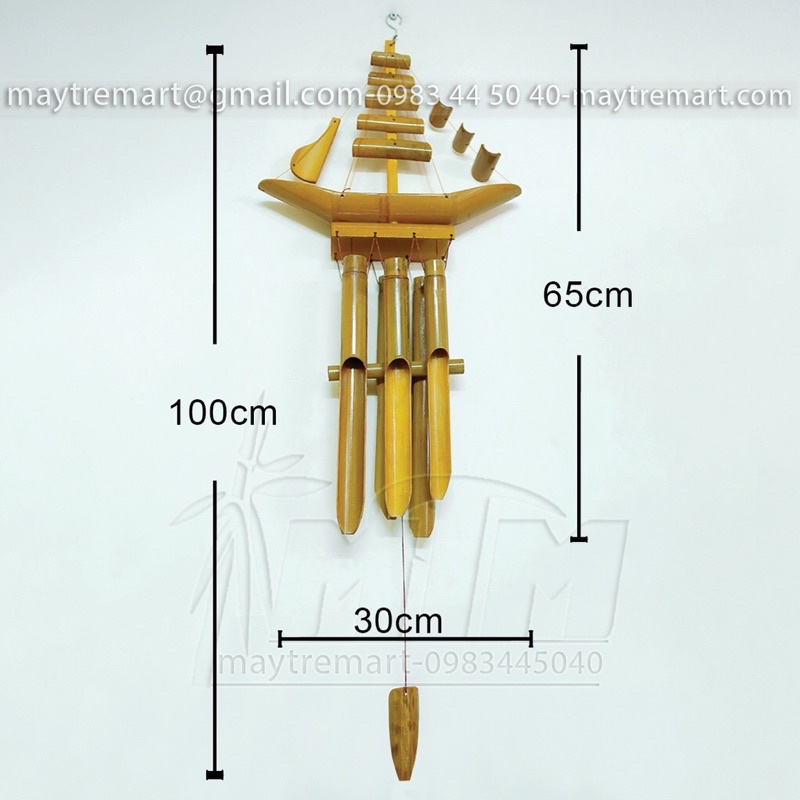 Chuông gió tre hình hạc - con thuyền trang trí nhà cửa