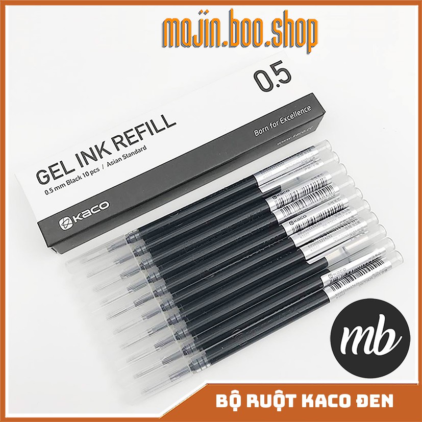 Ruột bút bi gel KACO PURE màu đen (bộ 10 ngòi)