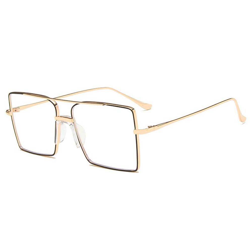 JARRED Mắt Kính Gọng Kim Loại Tròng Vuông Trong Suốt Chống Bức Xạ Nhiều Màu Sắc