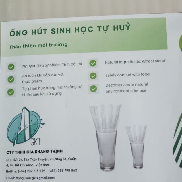 Ống hút sinh học tự hủy