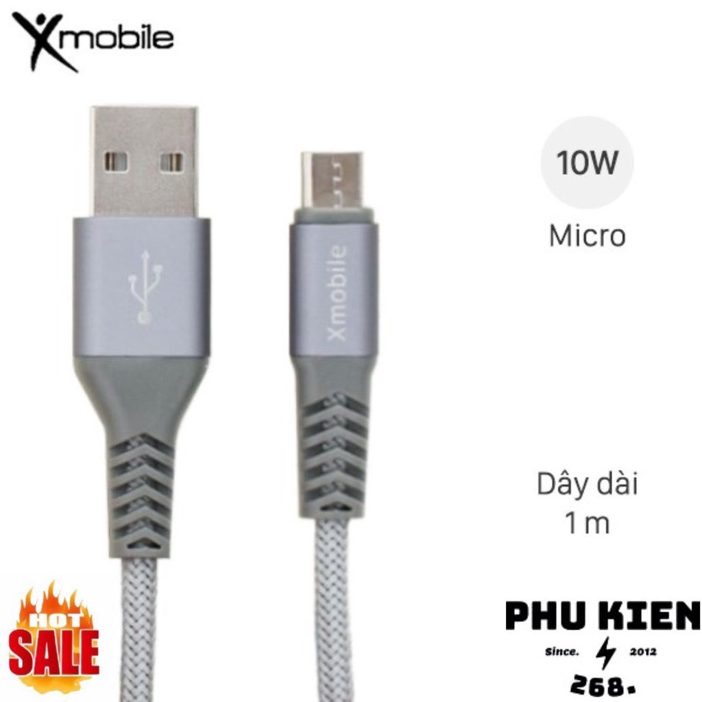 [CHÍNH HÃNG] Cáp Micro 1M Xmobile Paladin. SẠC PIN ỔN ĐỊNH QUA DÒNG SẠC 10W (5V-2A).