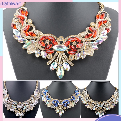 Dây chuyền hình hoa đính đá quý nhân tạo nhiều màu sắc sang trọng cá tính dành cho nữ