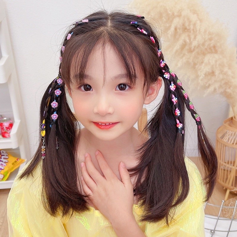Kẹp tóc trang trí phối dây lò xo quấn tóc theo lọn phong cách hàn quốc