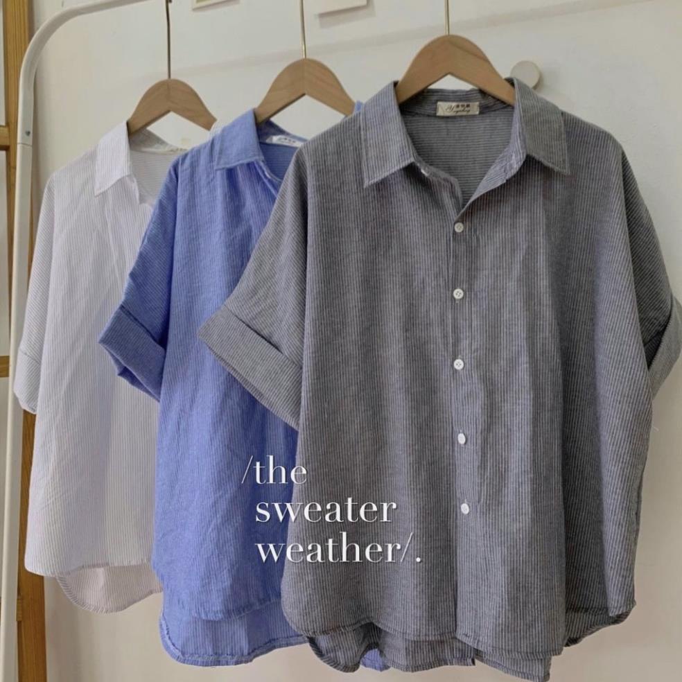 Áo sơ mi kẻ sau lưng cài cúc, Áo sơ mi xẻ cúc lưng cách điệu phong cách Hàn Quốc Rosie Dream Shop