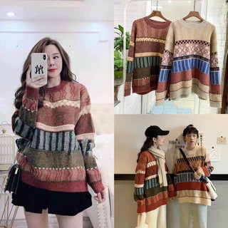 Áo Len Thổ Cẩm Dài Tay Nữ TEMA - Áo Len Form Dáng Rộng 2 Màu Siêu Xinh