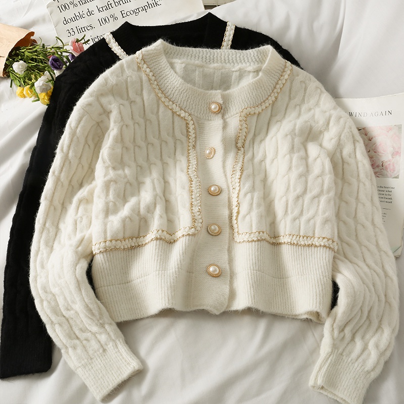 Áo cardigan dệt kim tay dài cổ tròn phong cách Hàn Quốc dễ thương cho nữ