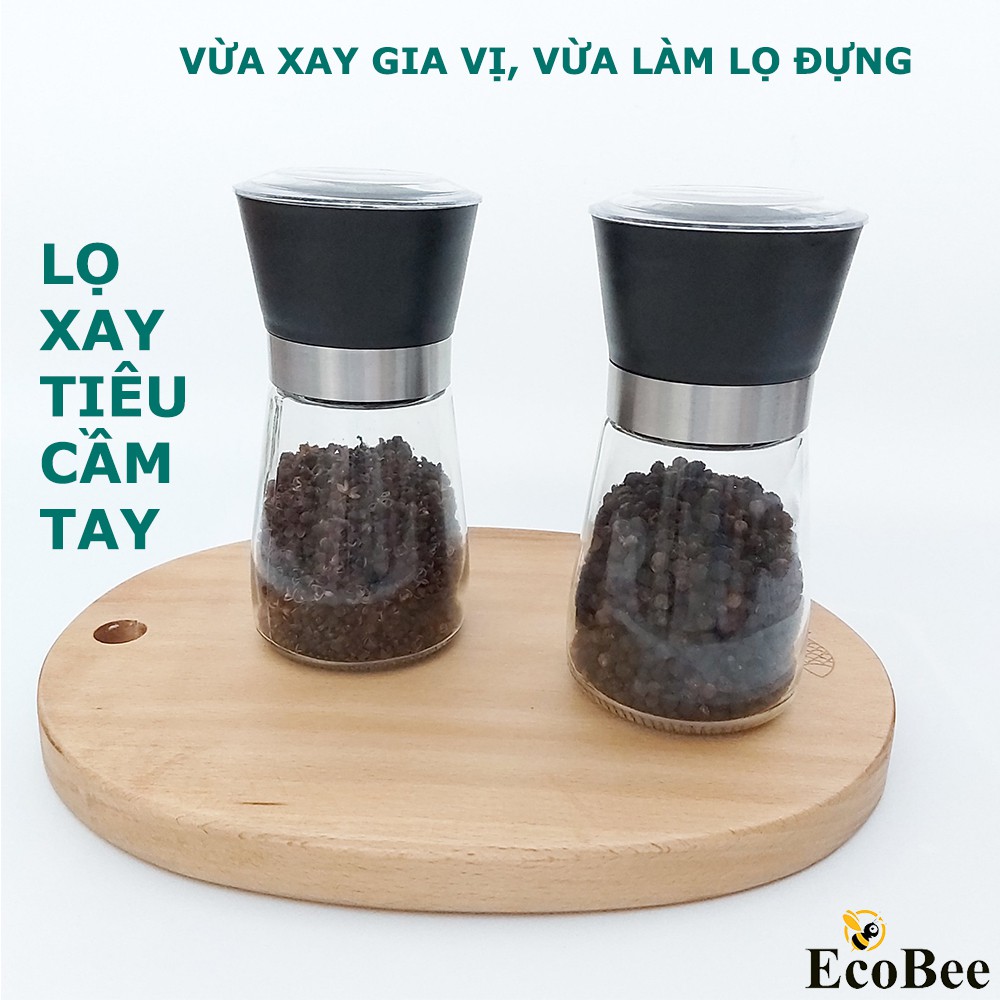 Lọ Xay Tiêu Cầm Tay Bằng Thủy Tinh, Vừa Xay Tiêu Vừa Đựng Gia Vị Tiện Dụng - Ecobee