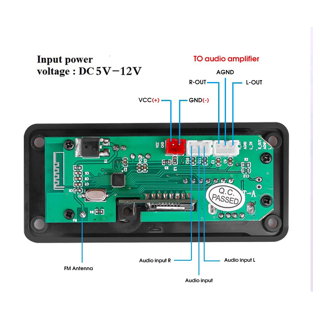 Bộ Đọc Giải Mã Âm Thanh MP3 KEBIDUMEI Q-D022BT Màn Hình Màu Bluetooth 5.0 5V 12V