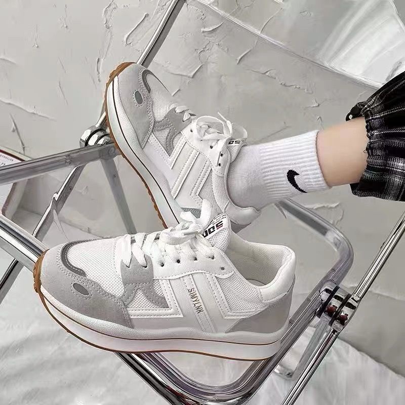 Giày Thể Thao Đế Dày Siêu Nhẹ Màu Trắng Dễ Phối Đồ Thời Trang Phong Cách Hàn Quốc Cho Nữ
