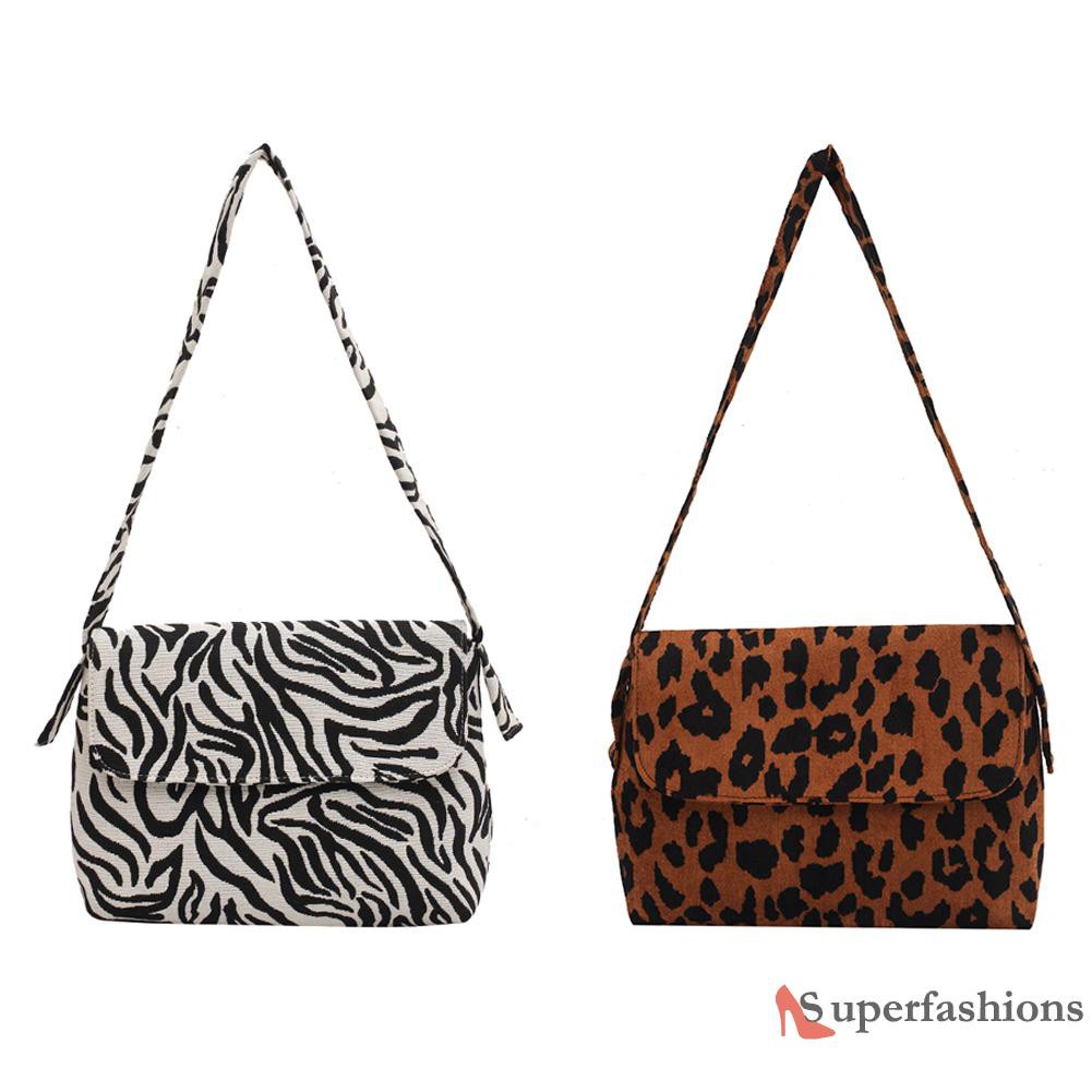 【Hot Sale】Women Zebra Leopard Print Shoulder Bag Canvas Casual Travel Handbag Totes