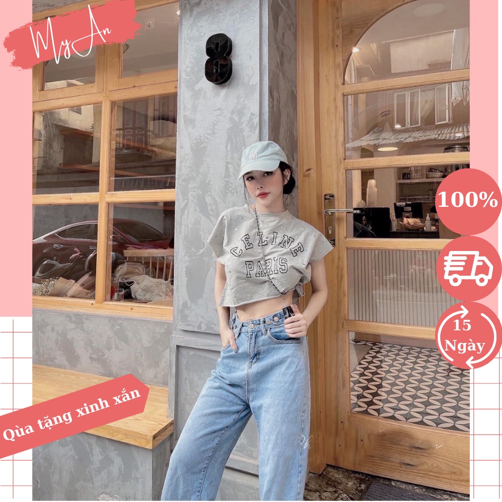 Quần jeans ống rộng suông cạp cao, phong cách trẻ trung dễ phối đồ - MYAN Store CD017