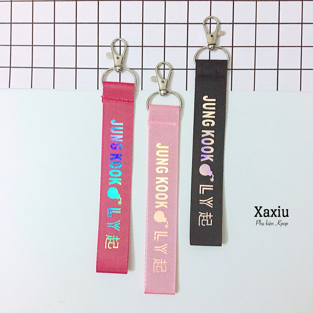 Strap BTS (móc treo cặp in tên thành viên nhóm BTS, JUNGKOOK, V, JIMIN, RM, JIN, SUGA, JHOPE) siêu đẹp