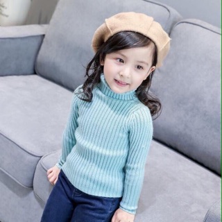 Áo len lông cừu cổ lọ bé trai bé gái