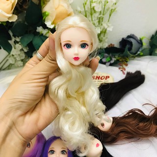 Đầu búp bê Xinyi tóc dài 23cm mắt 3D