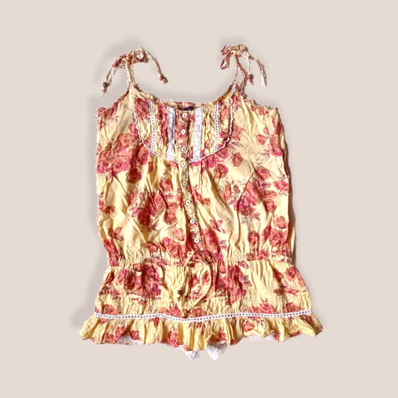 Jumpsuit 2 dây 2ndhand vintage hoa nhí