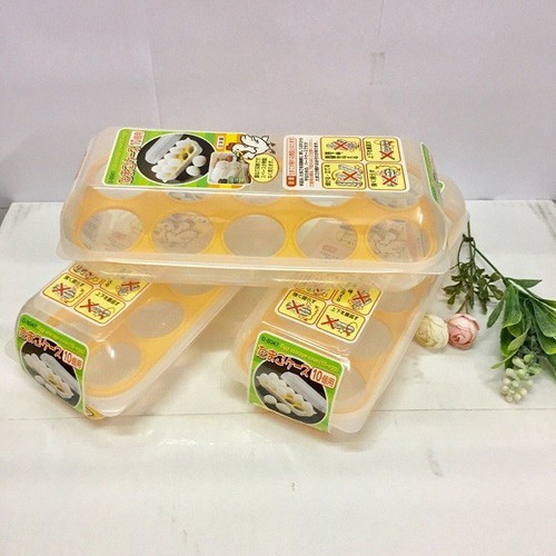 Khay hộp đựng trứng Nhật Bản 10 ngăn có nắp đậy bảo quản trứng trong tủ lạnh Nhật Bản