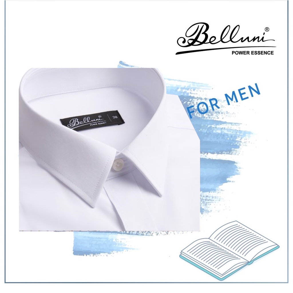 Áo trắng sơ mi nam ngắn tay thương hiệu thời trang Belluni 199W