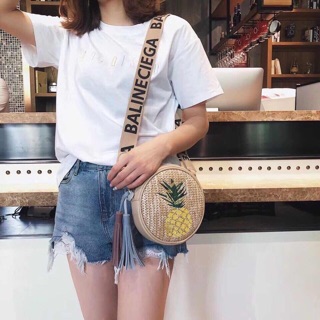 Túi cói thêu dứa