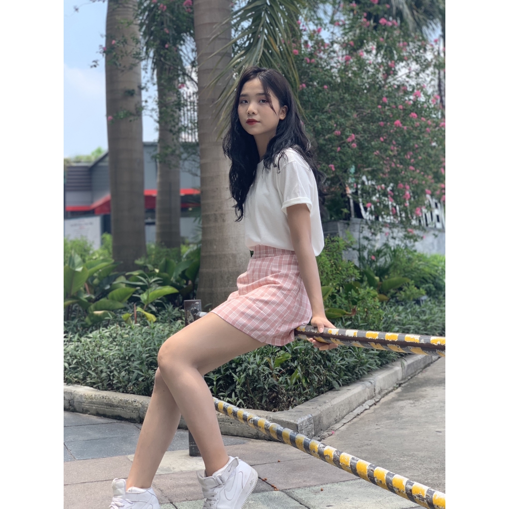 [Freeship đơn từ 0đ] Áo phông trắng trơn dáng rộng - chân váy ulzzang