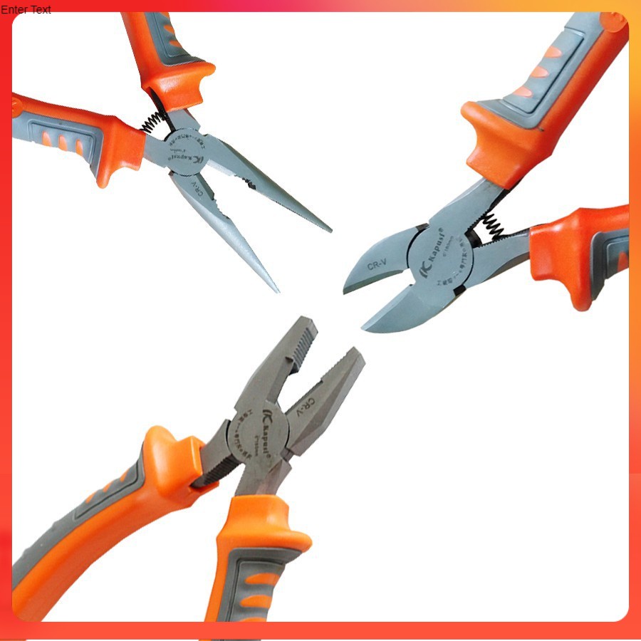 Bộ 3 kìm Điện - Cắt - Nhọn cao cấp thép CR-V Kapusi JAPAN 6 inch