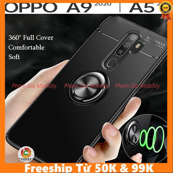 Ốp lưng Oppo A5 2020/ A9 2020 dẻo đen có chân chống xem phim (ngẫu nhiên iring)