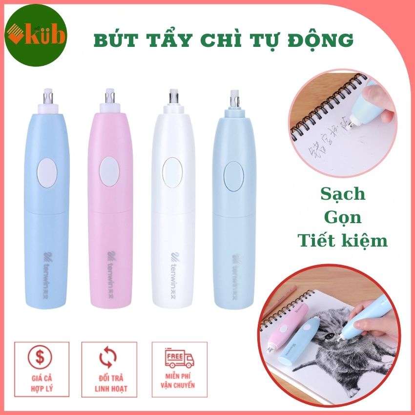 Bút xóa chì tự động dùng pin mới nhất 2022, KUBSHOP, cho bé tiền tiểu học, và lớp 1, cho sinh viên học vẽ. Tiện nhanh,