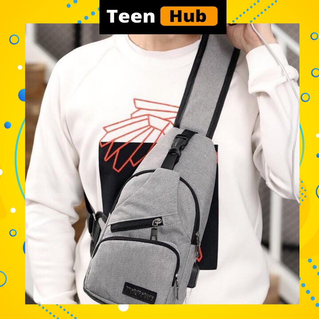 Túi đeo chéo nam 💙 FREESHIP 💙 Mã giảm giá 10k 💙 Túi chéo nhiều ngăn tiện lợi, cổng sạc USB kết nối với pin dự phòng
