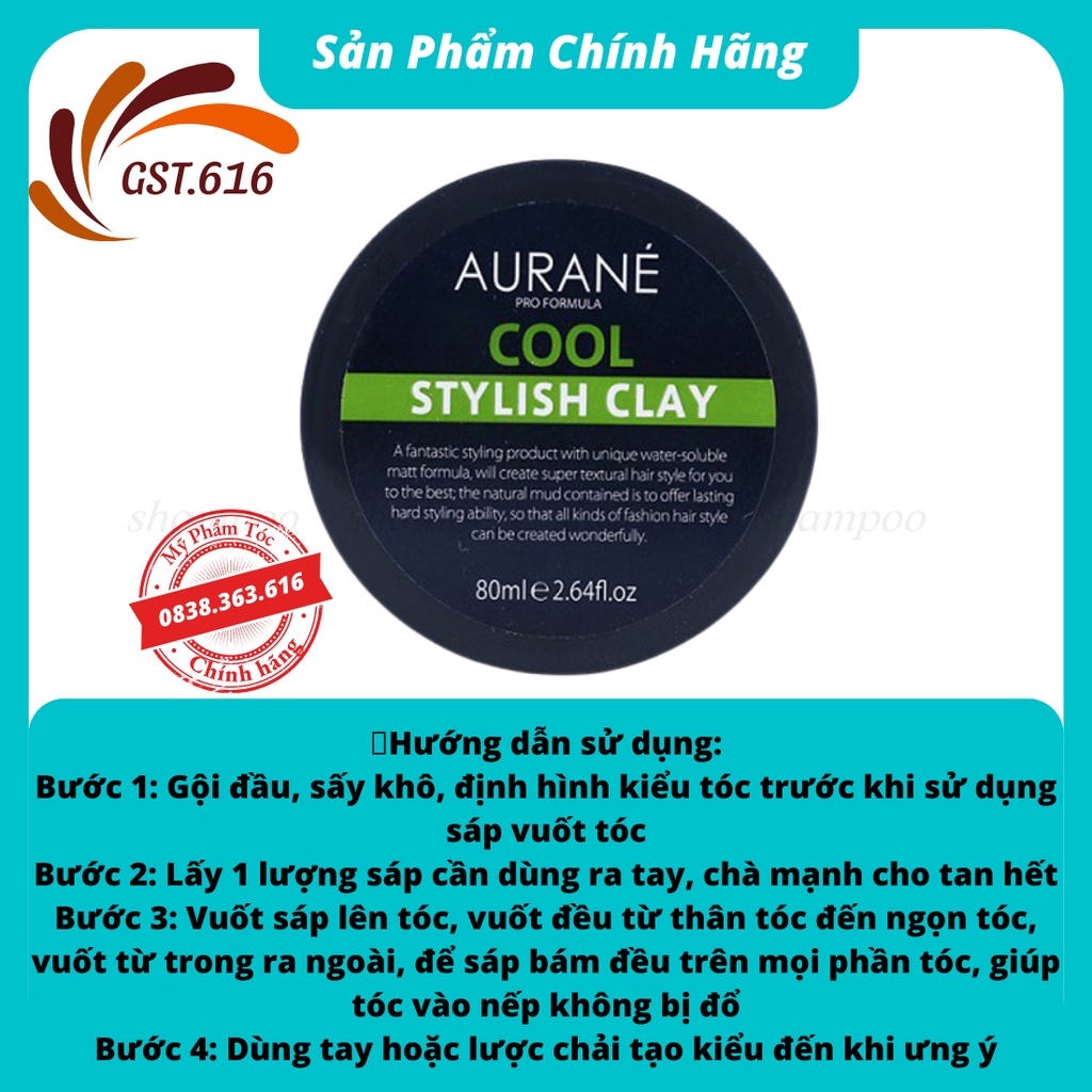 Sáp vuốt tóc AURANE cool stylish clay 80g tạo kiểu tóc hàng nhập