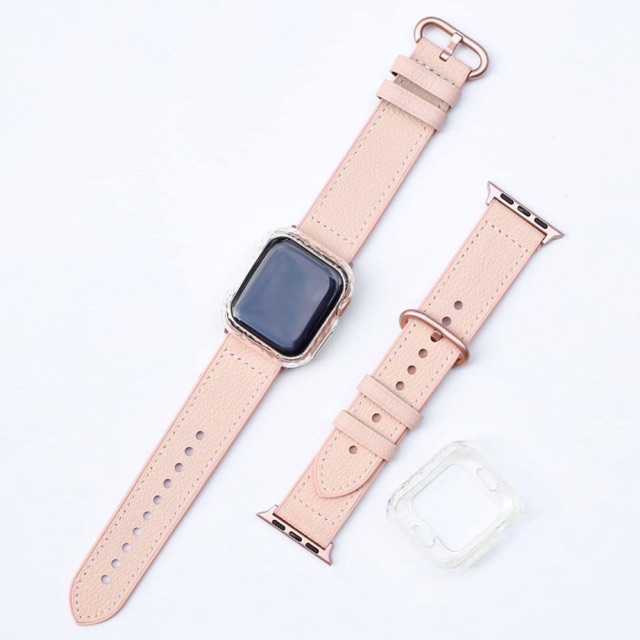 DÂY ĐEO APPLE WATCH MÀU HỒNG NUDE CỰC XINH ( TẶNG ỐP VIỀN SILICON )