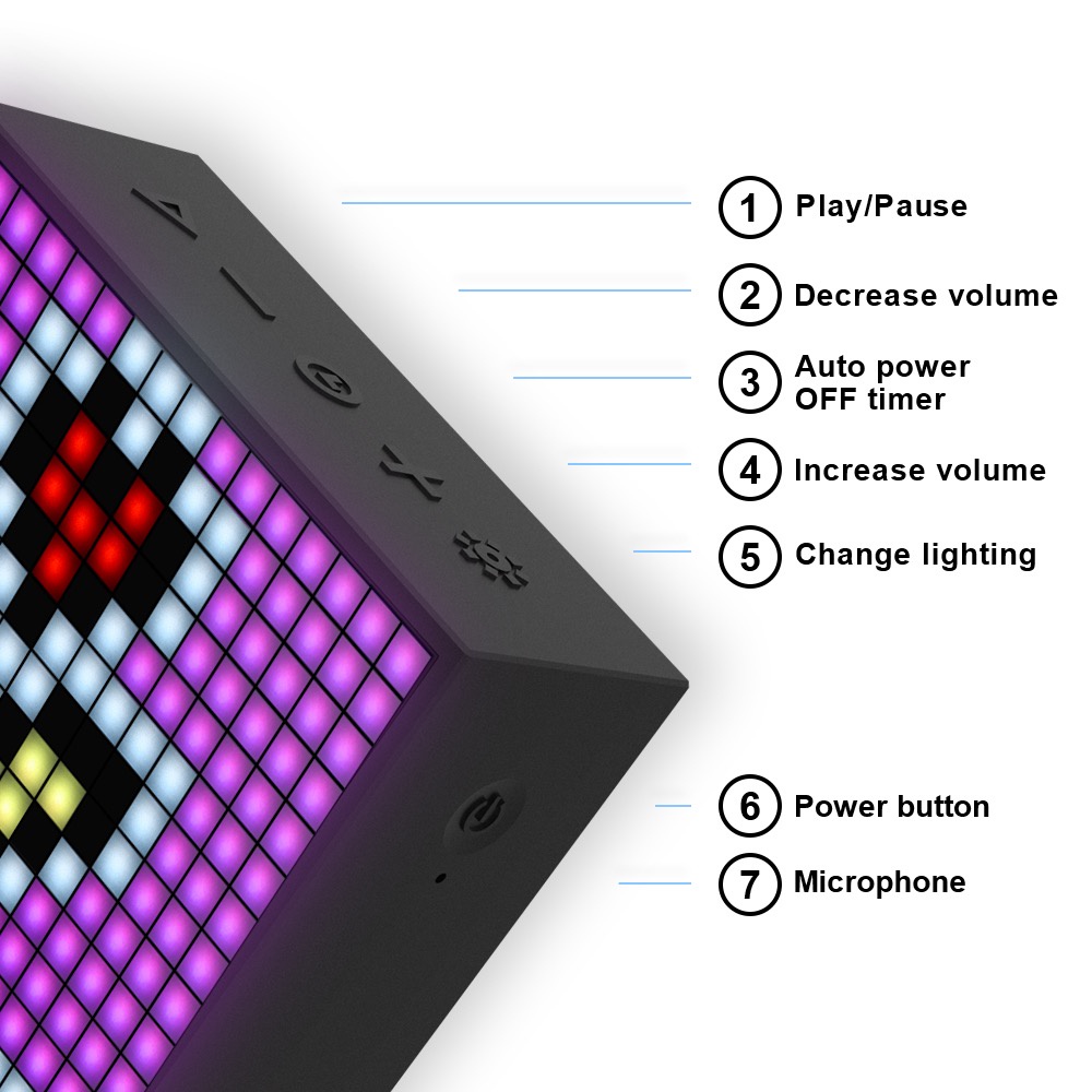 Divoom Timebox-Evo Loa bluetooth thông minh, màn hình pixel LED 256 Full RGB, đồng hồ báo thức, ghi âm