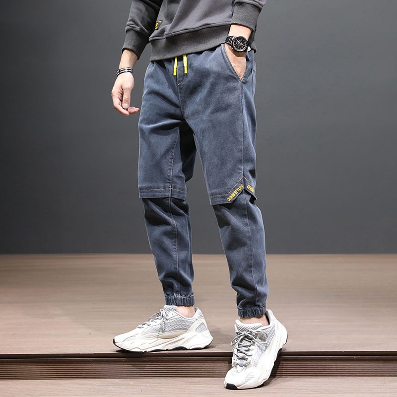 Quần Jean Dài Dáng Rộng Co Giãn Tốt Kiểu Hàn Quốc Cá Tính Cho Nam Dễ Phối Đồ