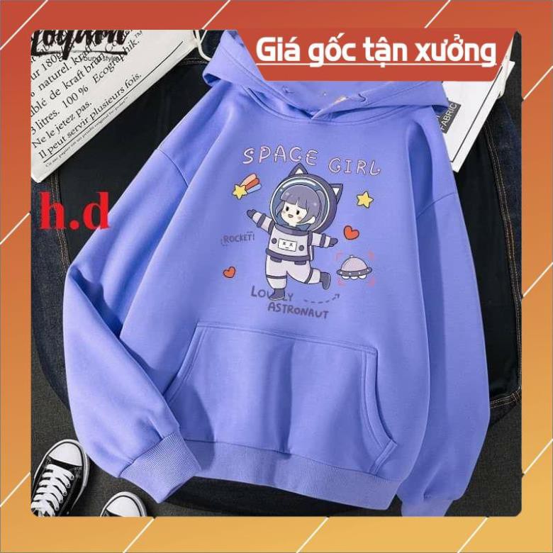 Áo phông Hoodie Cô Gái space chất nỉ form thụng unisex giá Rẻ nhất shopee