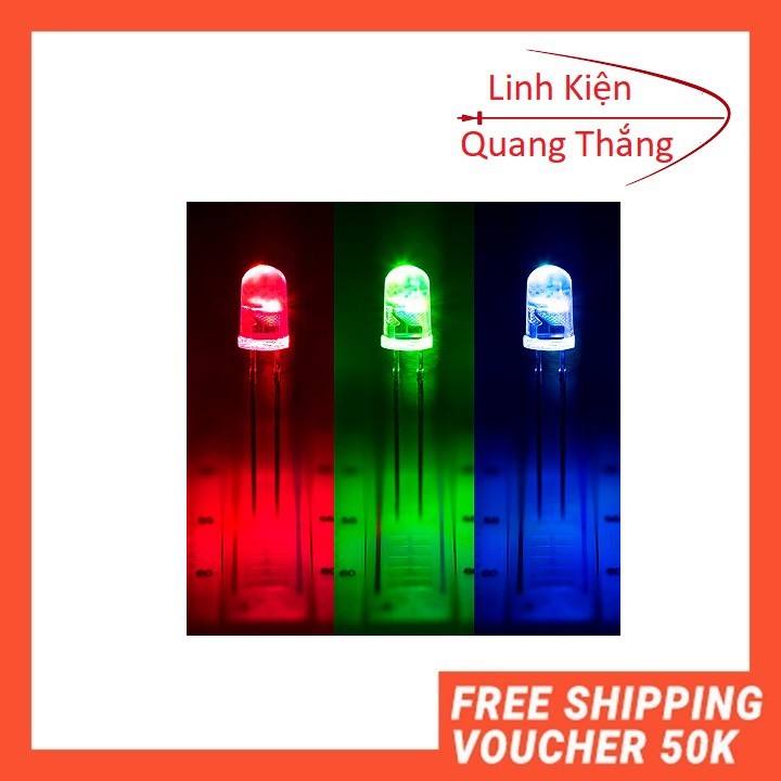 combo 10 led 3 màu rgb 2 chân