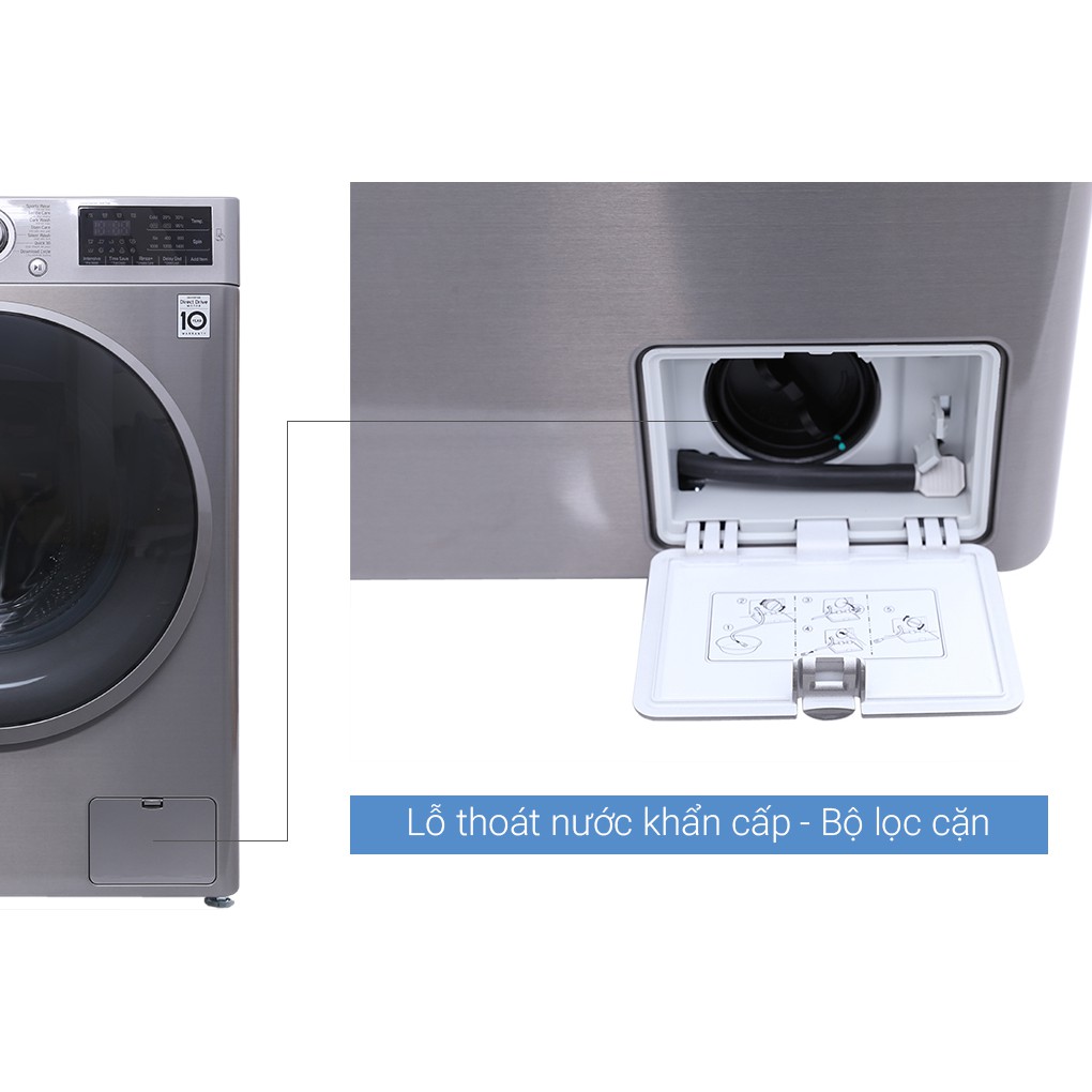 Máy giặt LG Inverter 8 kg FC1408S3E - Giặt nước nóng, Khóa trẻ em,Giặt hơi nước, giao hàng miễn phí HCM