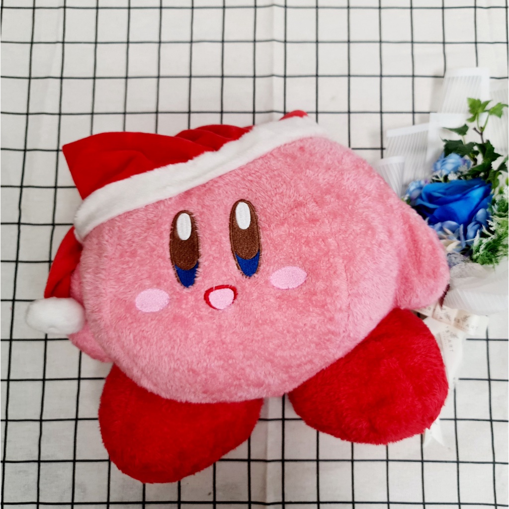 Gấu bông PKM Kirby đội mũ giáng sinh noel lông xù 40cm