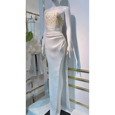 Đầm body dài dự tiệc cúp ngực xẻ đùi kết đá pha lê TRIPBLE T DRESS - size M/L - MS288V