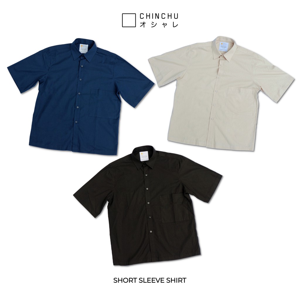 SIÊU GIẢM GIÁ - Sơ Mi Tay Ngắn Công Sở Nam - Có Túi, Màu Kem Đen Xanh