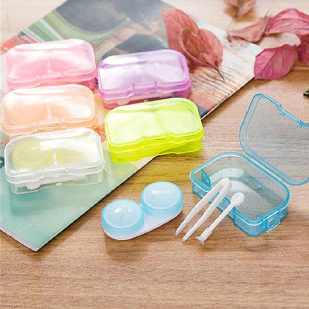 1 hộp đựng kính áp tròng B1U4 G9Q3 T0U3 bằng nhựa trong suốt<br />