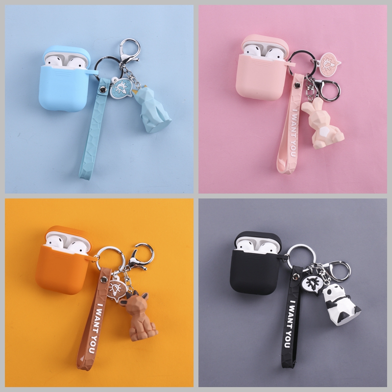 Vỏ Bảo Vệ Hộp Sạc Tai Nghe AirPods PRO 4 AirPods 4 / Inpods 4 AirPods PRO 4 / AirPods MINI 4 PRO MINI 5 TWS / AirPods 4 MINI Hình Khủng Long / Cáo / Gấu Trúc / Thỏ Có Móc Khóa Chống Rơi
