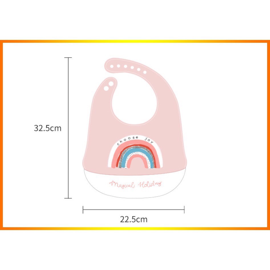 Yếm ăn dặm silicon 3D có máng hứng không bám bẩn, siêu mềm cao cấp