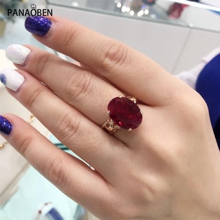  Nhẫn Hở Mạ Vàng Hồng 18k 18k Đính Đá oval Đỏ Phong Cách Hàn Quốc Thời Trang Cho Nữ 