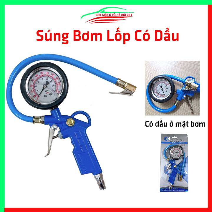 Tay bơm lốp xe có đồng hồ đo bằng Dầu Teng Hui tay cầm dạng súng