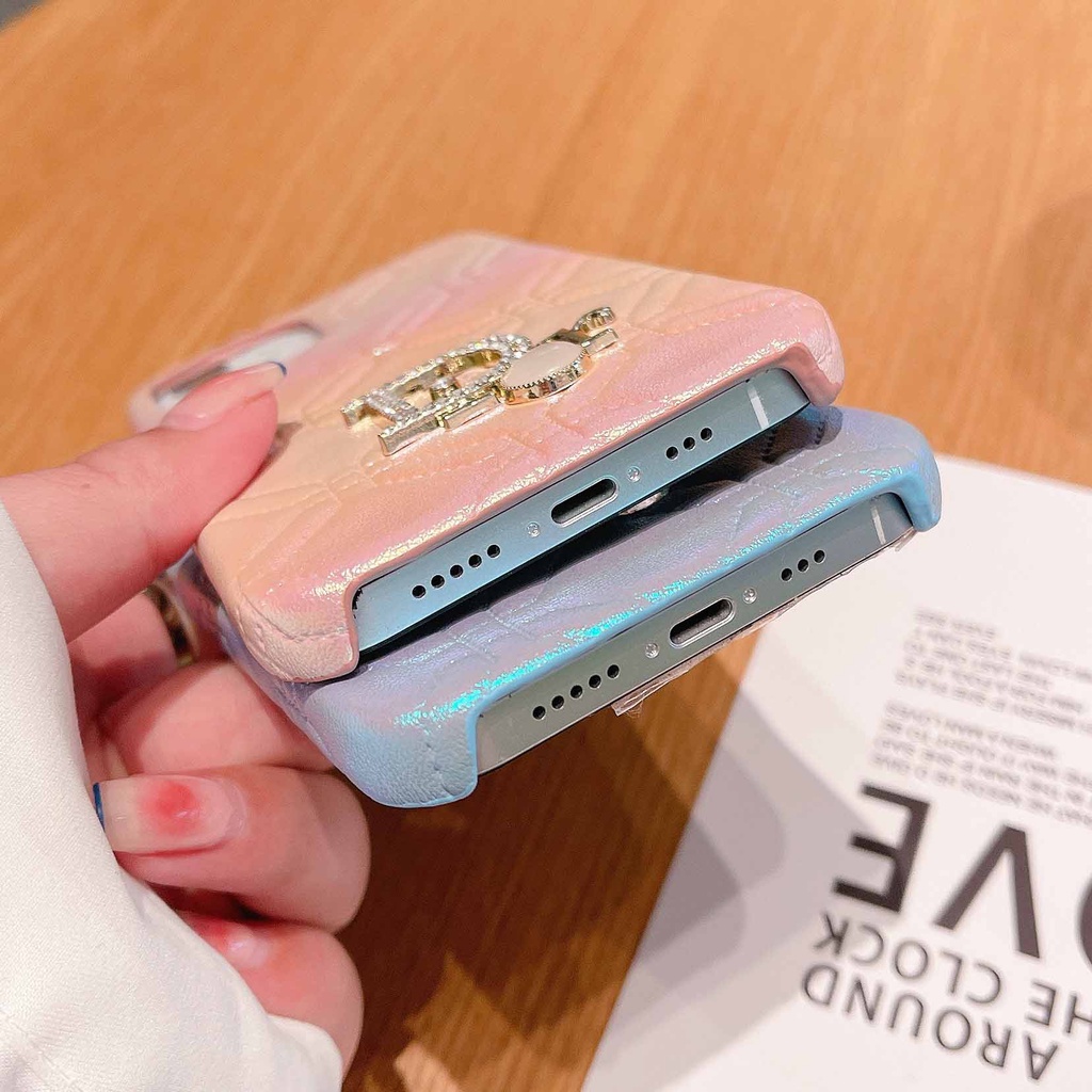 Ốp Điện Thoại Da Cứng Đính Pha Lê Sang Trọng Cho iPhone14Max 13promax 12 11 xsmax xr xs 7P