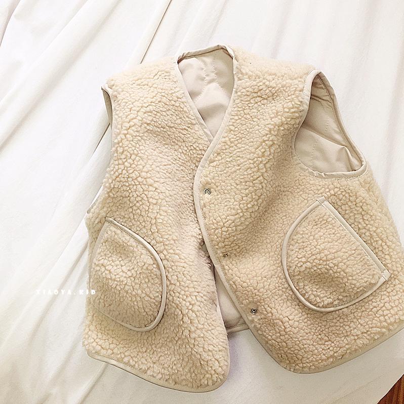 Áo Khoác Không Tay Hai Mặt Bằng Vải Cotton Thời Trang Thu Đông Hàn Quốc Mới Cho Bé Gái