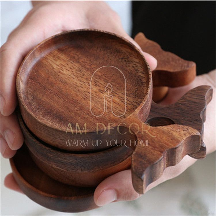Lót ly gỗ keo, đĩa nhỏ đựng gia vị, nước chấm, đồ chua hình con cá Nhật decor trang trí phòng bếp sang trọng - AM Decor