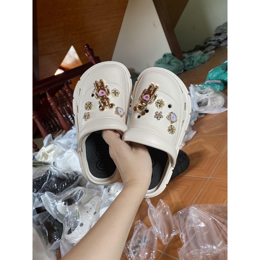 Sục cross Gấu Mèo đá xinh đế cao 4cm nhẹ êm chân lấy tăng size