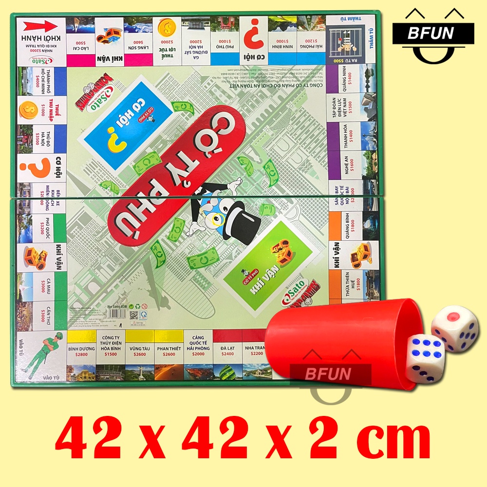 Cờ Tỷ Phú Monopoly Việt Nam SATO ( SIZE LỚN / SIZE VỪA) - Bộ Cờ Tỷ Phú Bàn Nhựa Cao Cấp, Boardgame Đồ Chơi Trẻ Em BFUN